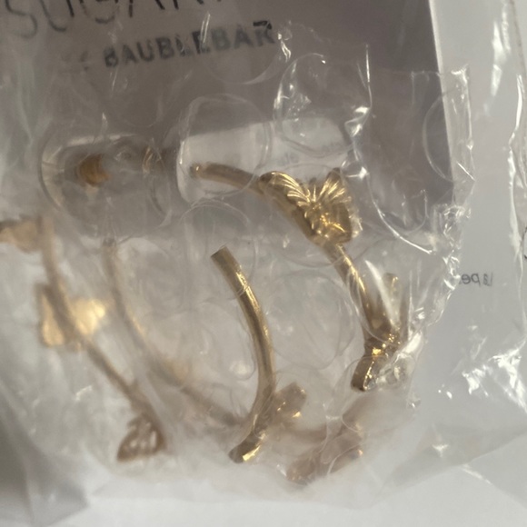 SUGARFIX by BaubleBar Crystal Wings Butterfly Hoop Earrings - Gold, NWT - Picture 5 of 6